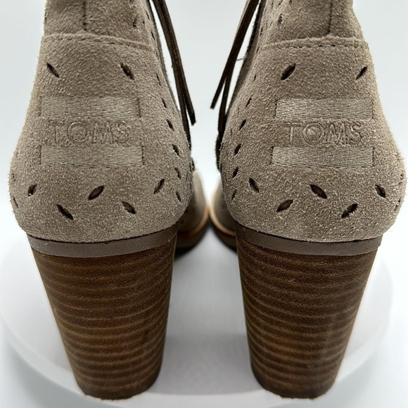 TOM’S “Majorca” Suede Perforated Open Toe Booties, Size 7.5 - Picture 4 of 8